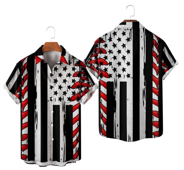 Digital printed casual short-sleeved shirt
