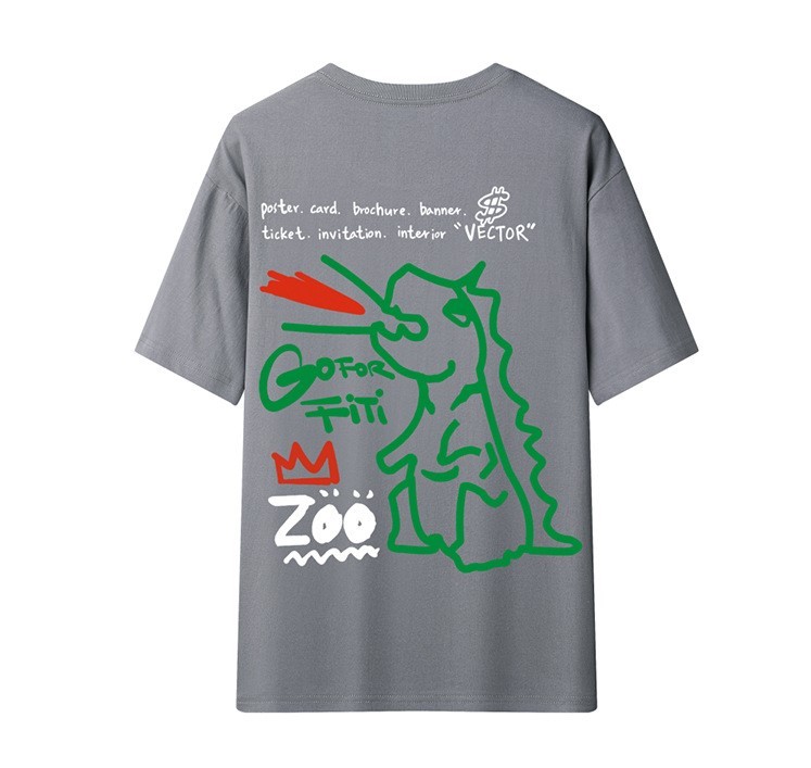 Dinosaur graffiti short sleeve trend fashion T-shirt
