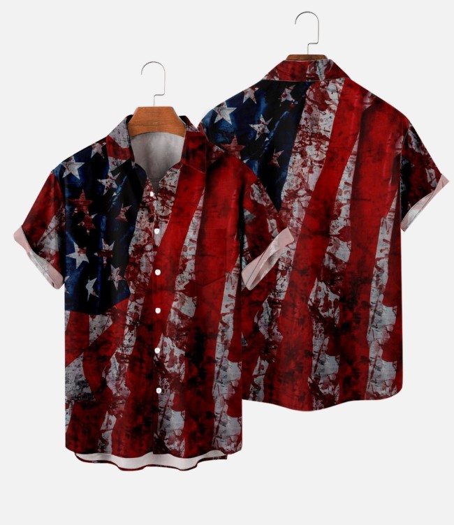 Digital printed casual short-sleeved shirt