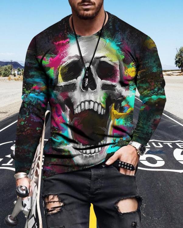 Digital printed long sleeve fashion T-shirt