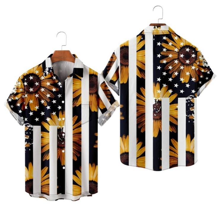 Digital printed casual short-sleeved shirt