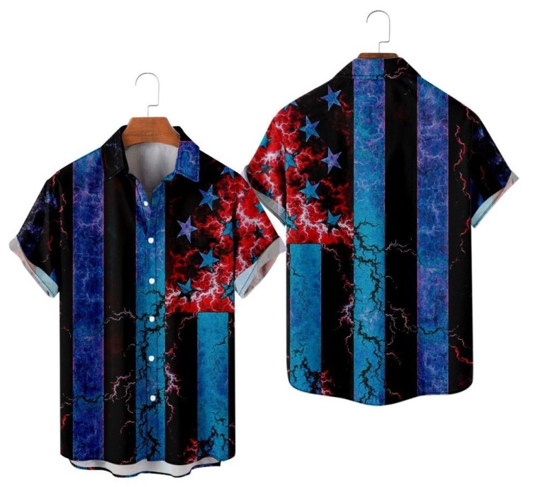 Digital printed casual short-sleeved shirt