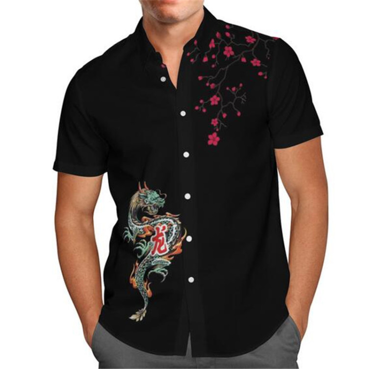 Trendy trend print short-sleeved shirt