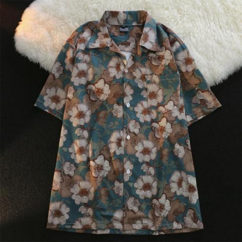 Vintage oil painting trend print shirt