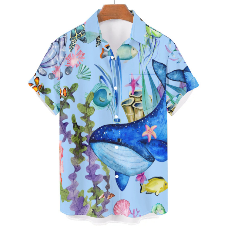 Printed casual short-sleeved trend shirt