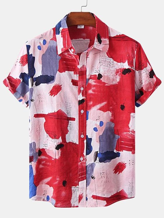 Printed casual short-sleeved trend shirt