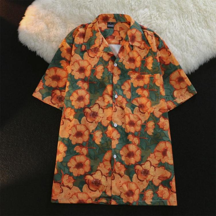 Vintage oil painting trend print shirt
