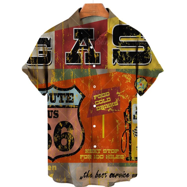 Printed casual short-sleeved trend shirt