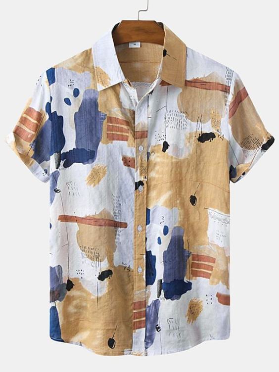 Printed casual short-sleeved trend shirt