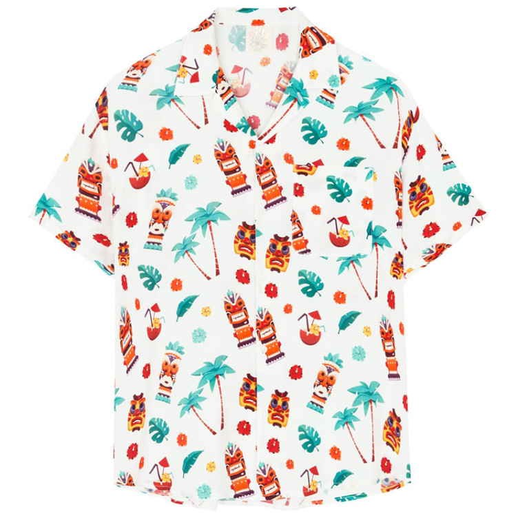 Printed casual short-sleeved trend shirt