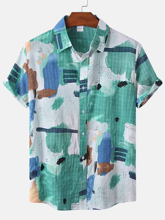 Printed casual short-sleeved trend shirt