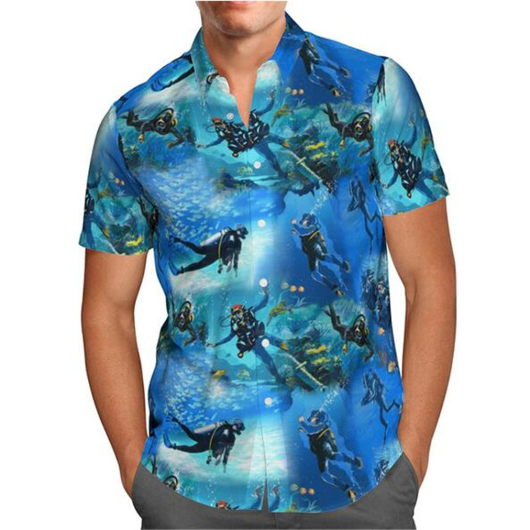 Trendy trend print short-sleeved shirt