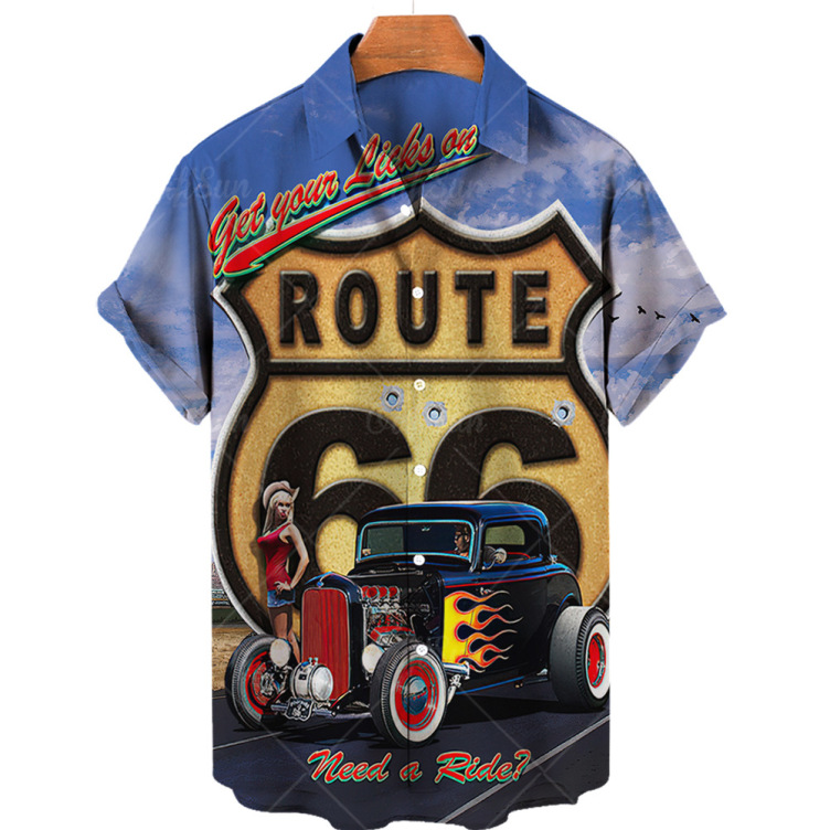 Printed casual short-sleeved trend shirt