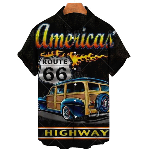 Printed casual short-sleeved trend shirt