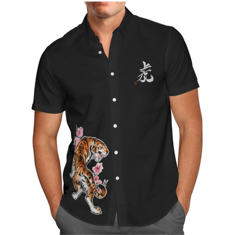 Trendy trend print short-sleeved shirt