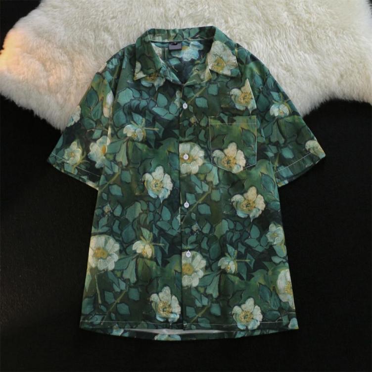 Vintage oil painting trend print shirt
