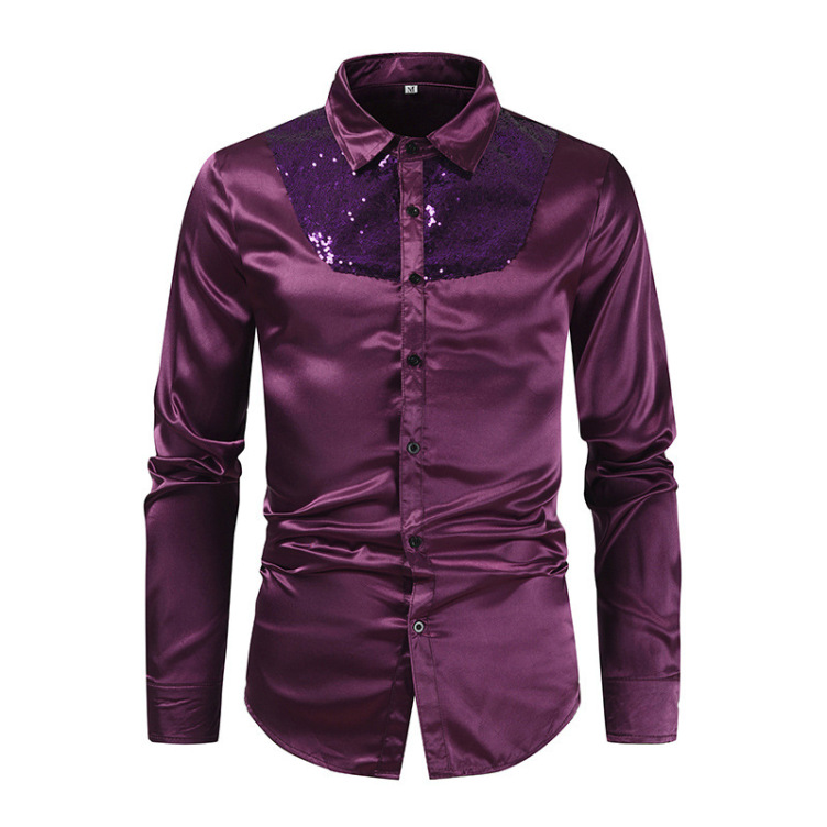 Solid color fashion pop casual long sleeve shirt