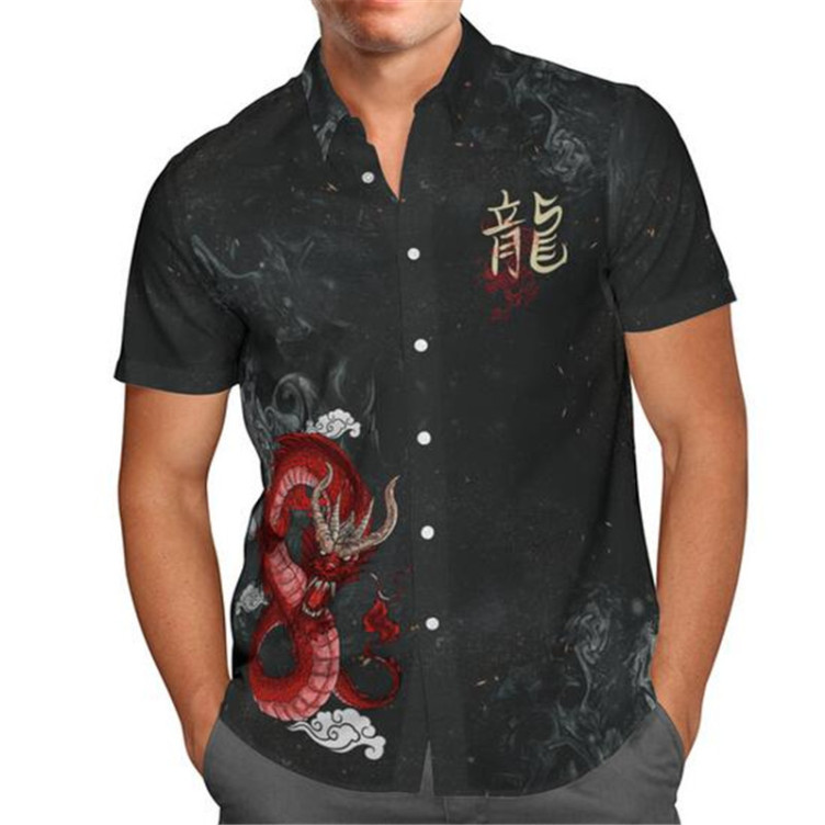 Trendy trend print short-sleeved shirt