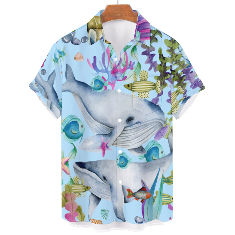 Printed casual short-sleeved trend shirt
