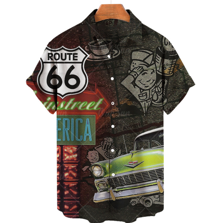 Printed casual short-sleeved trend shirt