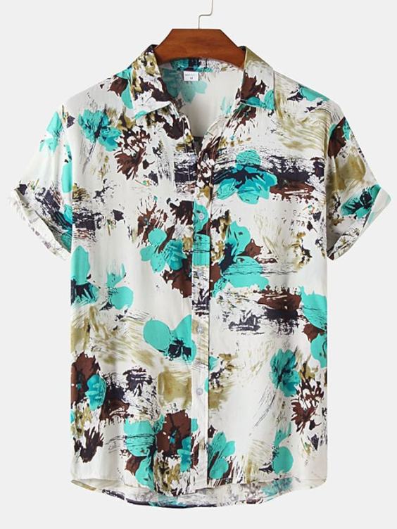 Printed casual short-sleeved trend shirt