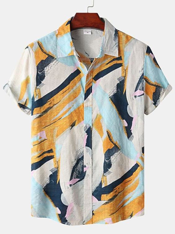 Printed casual short-sleeved trend shirt