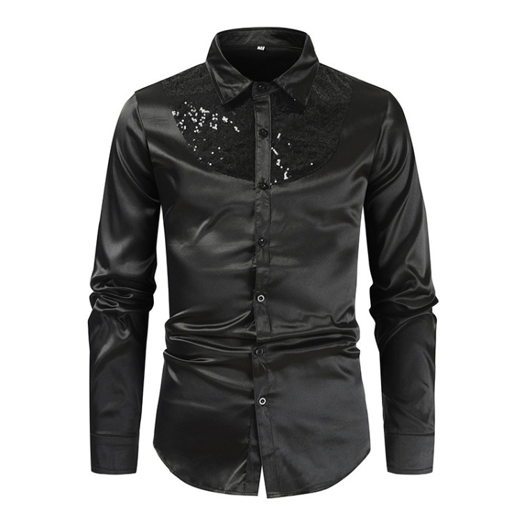 Solid color fashion pop casual long sleeve shirt