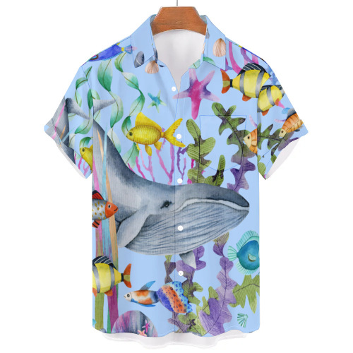Printed casual short-sleeved trend shirt