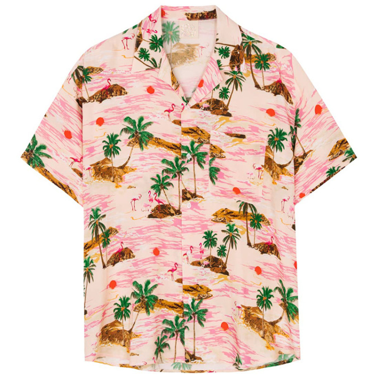 Printed casual short-sleeved trend shirt