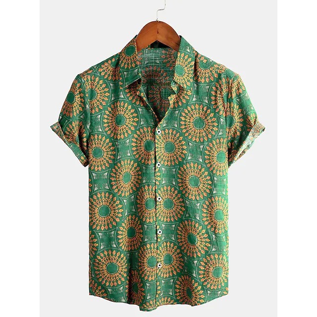 Digital print casual short-sleeved trend shirt