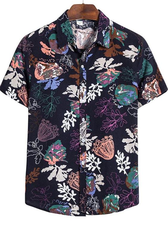 Printed casual short-sleeved trend shirt