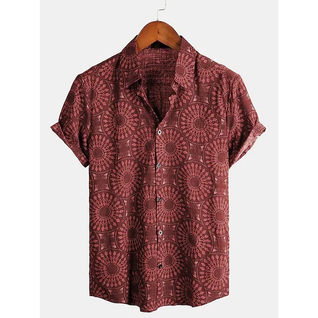 Digital print casual short-sleeved trend shirt