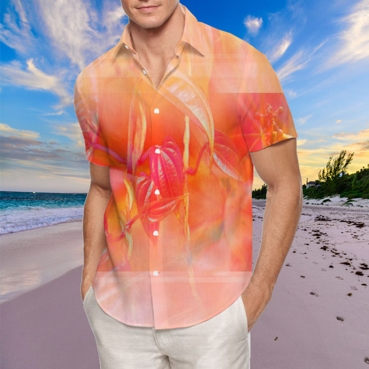 Digital print casual short-sleeved trend shirt
