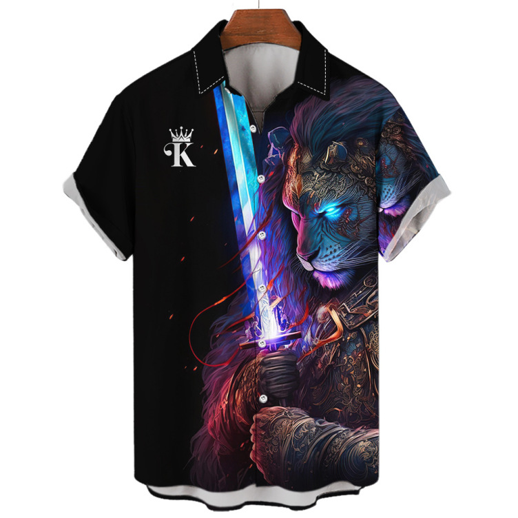 Printed casual crewneck trendy short-sleeved shirt