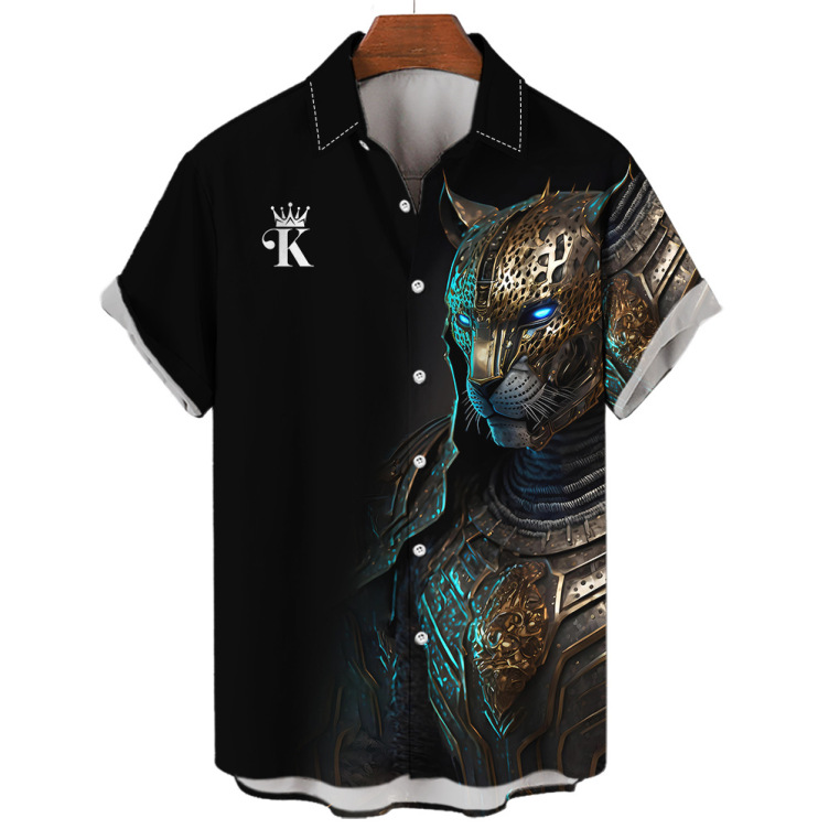 Printed casual crewneck trendy short-sleeved shirt