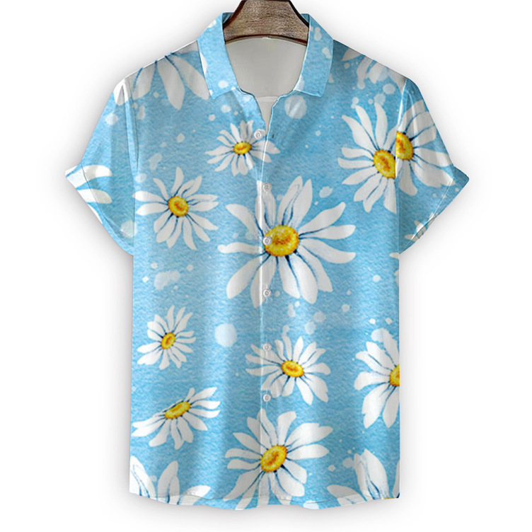 Tie dye chrysanthemum casual print trend shirt