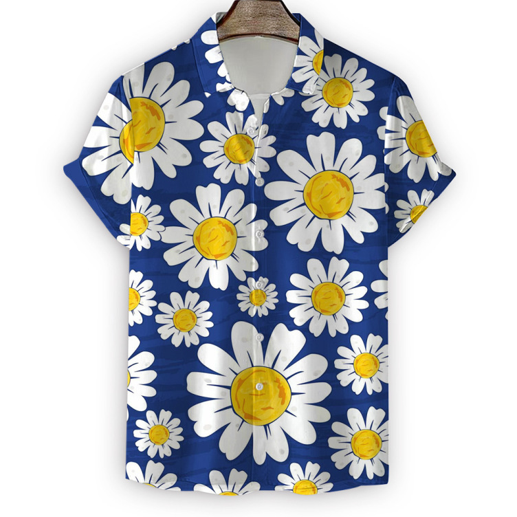 Tie dye chrysanthemum casual print trend shirt