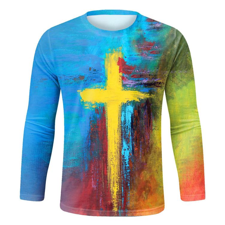 Printed trend off long sleeve T-shirt