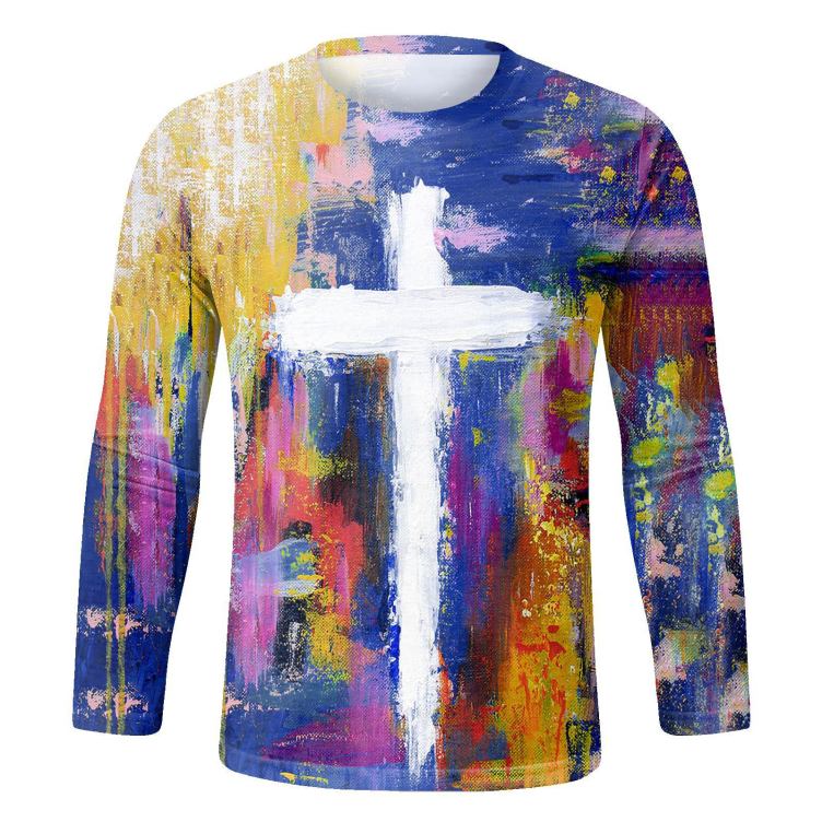 Printed trend off long sleeve T-shirt