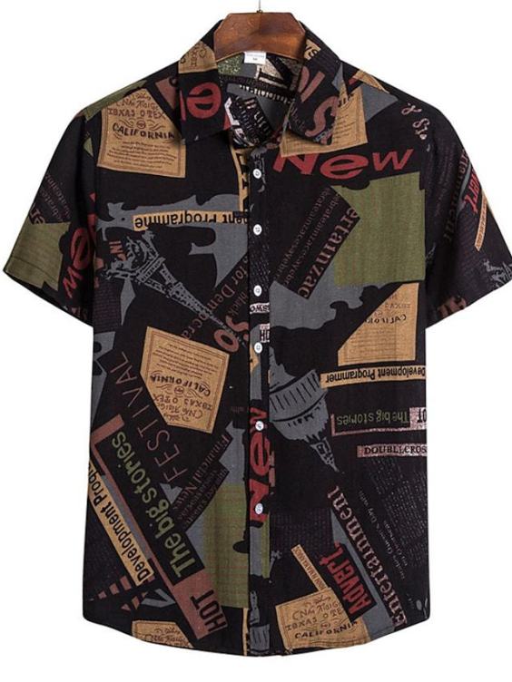 Printed casual short-sleeved trend shirt