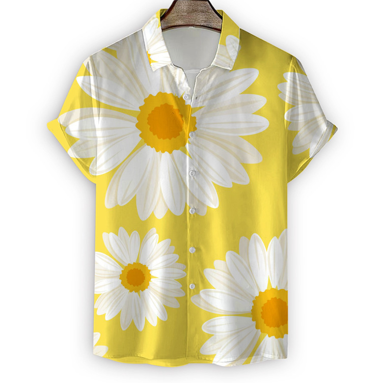 Tie dye chrysanthemum casual print trend shirt