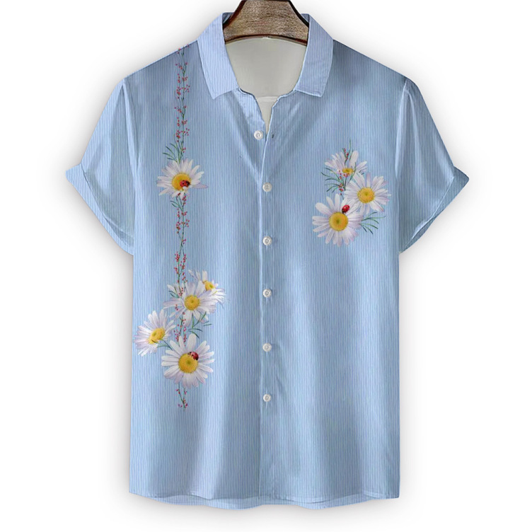 Tie dye chrysanthemum casual print trend shirt
