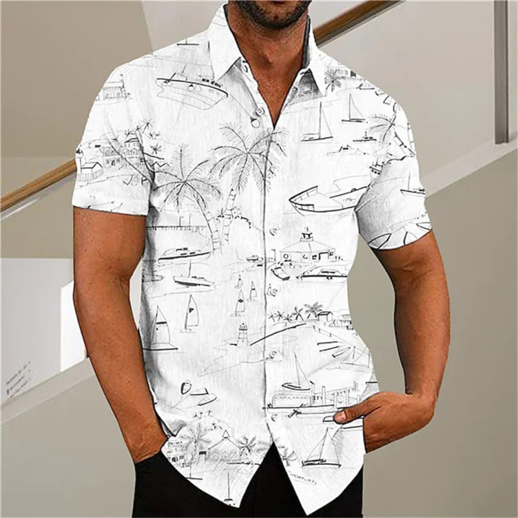 Printed casual trend short-sleeved shirt