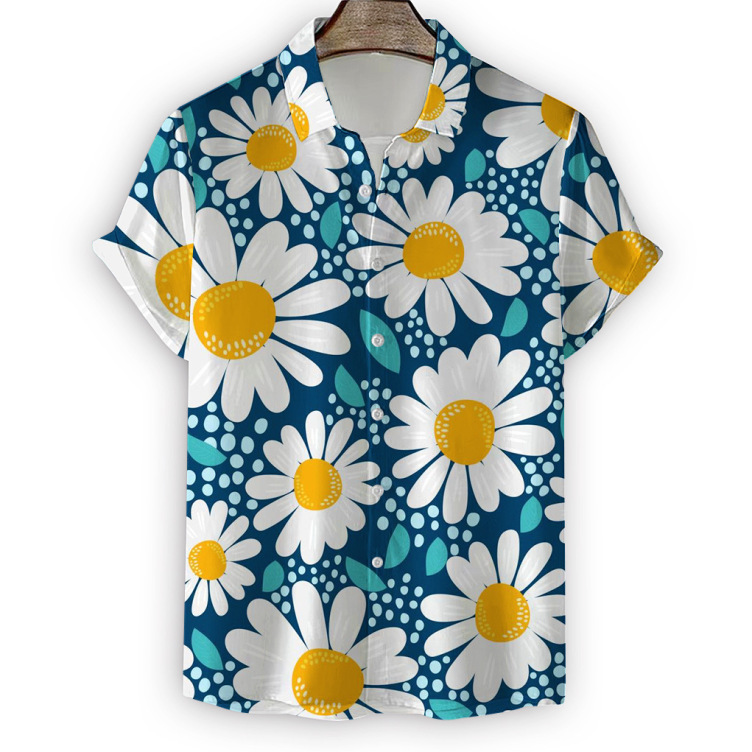 Tie dye chrysanthemum casual print trend shirt