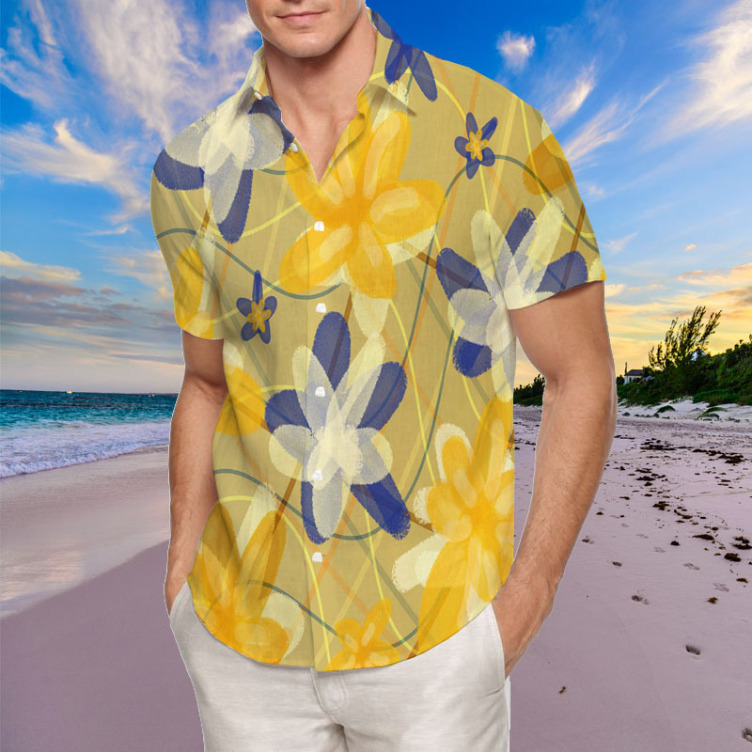 Digital print casual short-sleeved trend shirt
