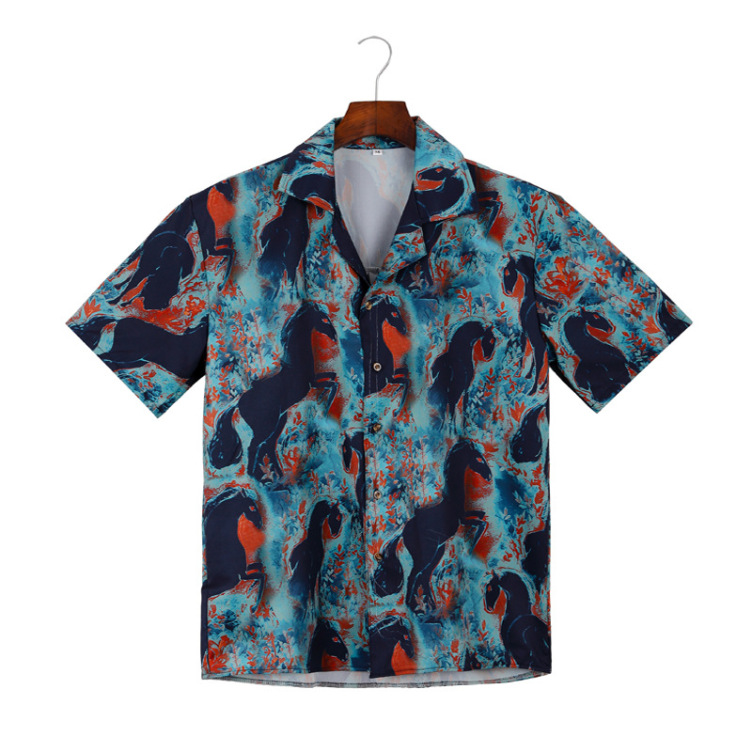 Printed casual short-sleeved trend shirt