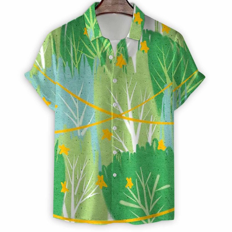 Digital print casual short-sleeved trend shirt