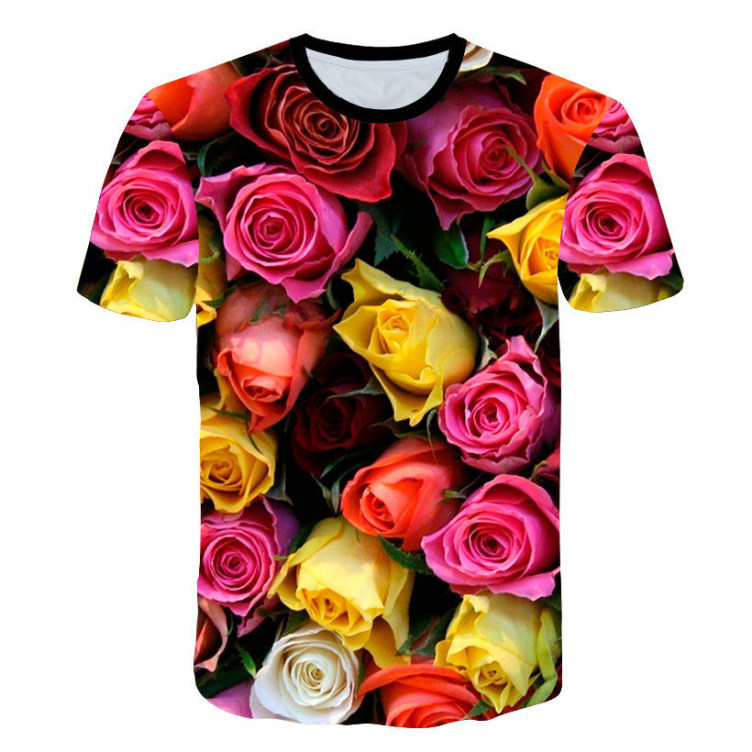 Digital print casual short-sleeved trend T-shirt