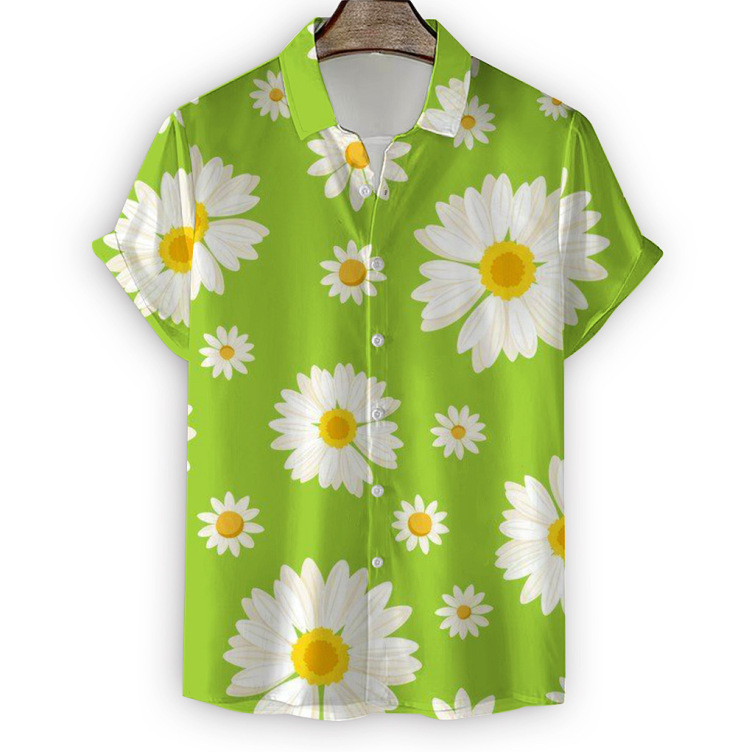 Tie dye chrysanthemum casual print trend shirt