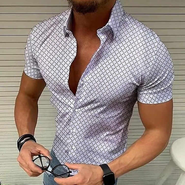Plaid short-sleeved casual trend shirt